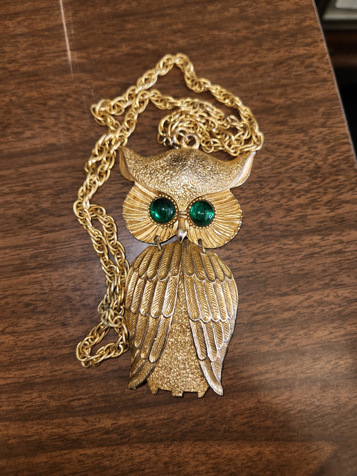 Possibly marked Owl Necklace but not sure – Gold Colored – See pictures