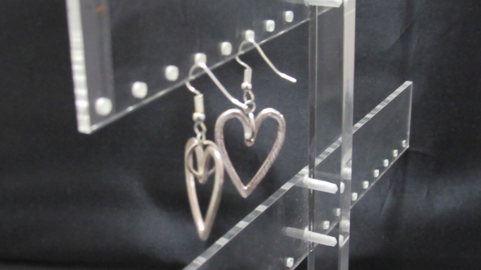 Silver Hook Earrings with a Dangling Silver Tone Heart