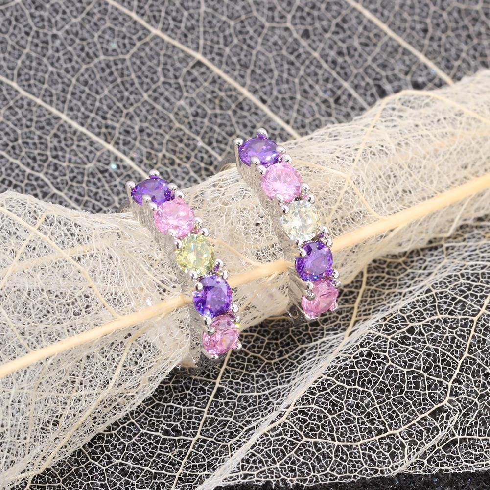 Beautiful New Silver Filled Pastel Gemstone Round 15mm Huggie Hoop Earrings
