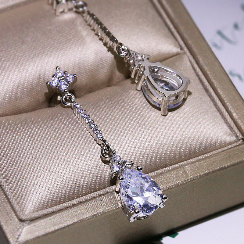 Gorgeous 925 Silver Filled Drop Earring Women Cubic Zircon Wedding Jewelry Gift