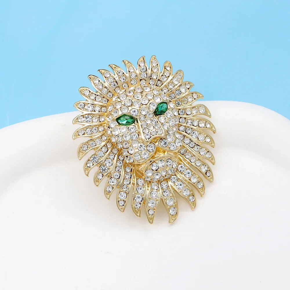 Exquisite Lion Brooch Unisex Rhinestone Animal Clothing Accessories