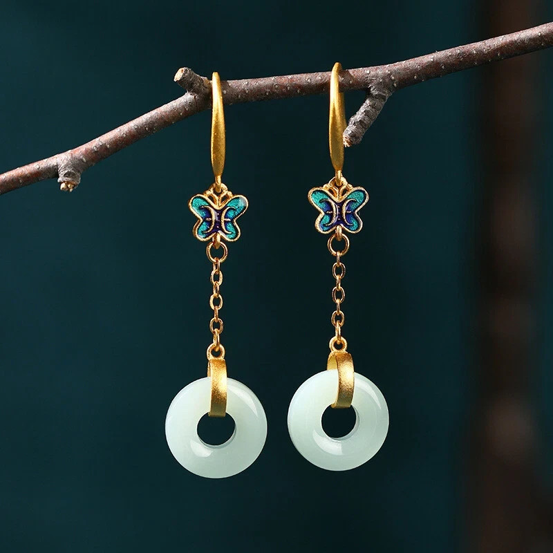 Enamel Ethnic Chinese Vintage Dangle Drop Hook Earring For Women Earring Jewelry
