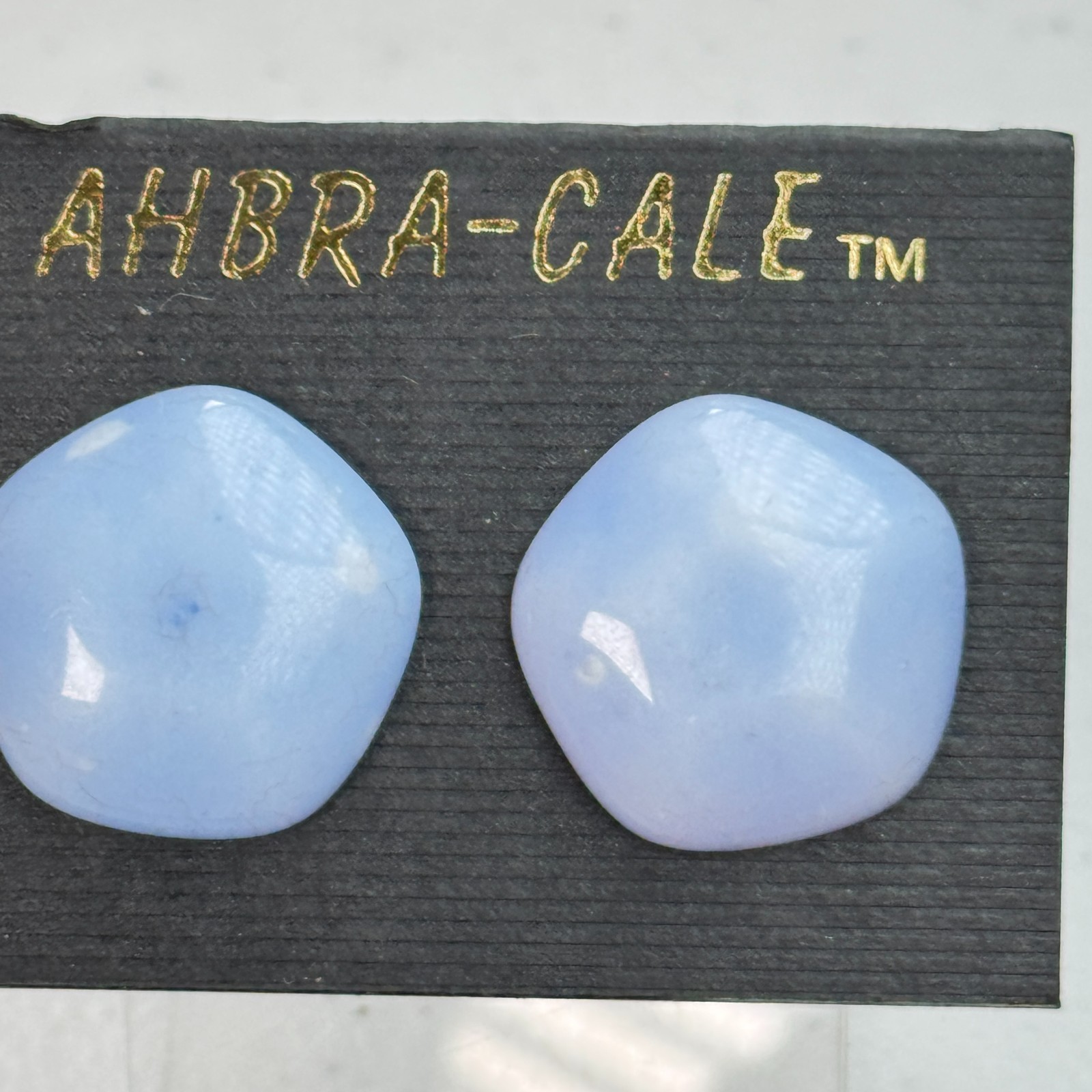 Vintage Pierced Earrings Stud Pentagon Blue Marbled Dome Chunky Big 80s 90s Y2K