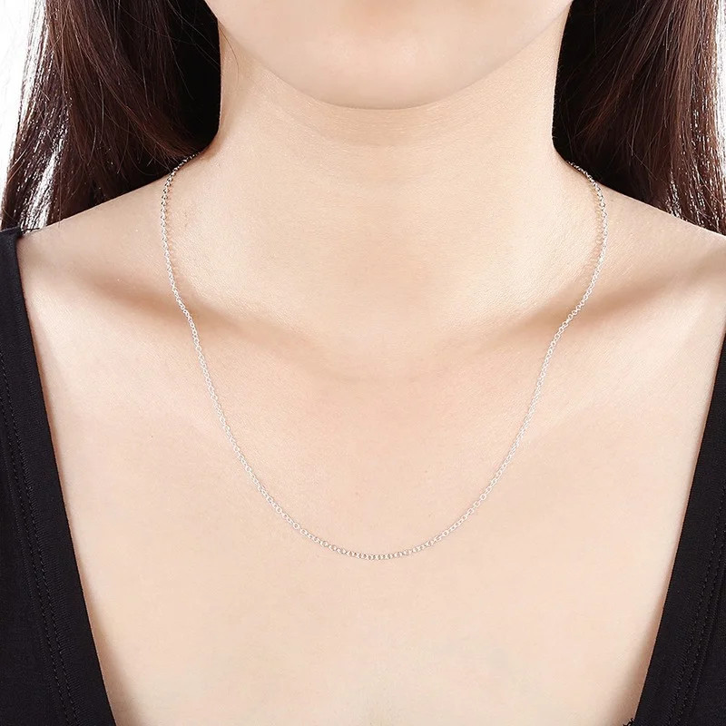 925 Sterling Silver Chain Necklace 1mm Round O Chain Bulk Pendant Jewelry 30PCS