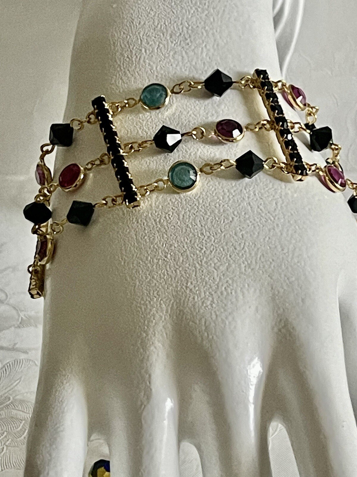 Beautiful Gold Tone Crystal Multicolor Bracelet Perfect For Formal/casual Wear
