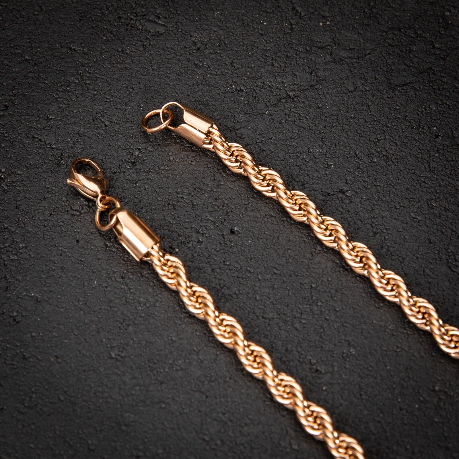 Solid Rose Gold Plated Heavy 316 Stainless Steel 6MM Twist Rope Chain Necklace