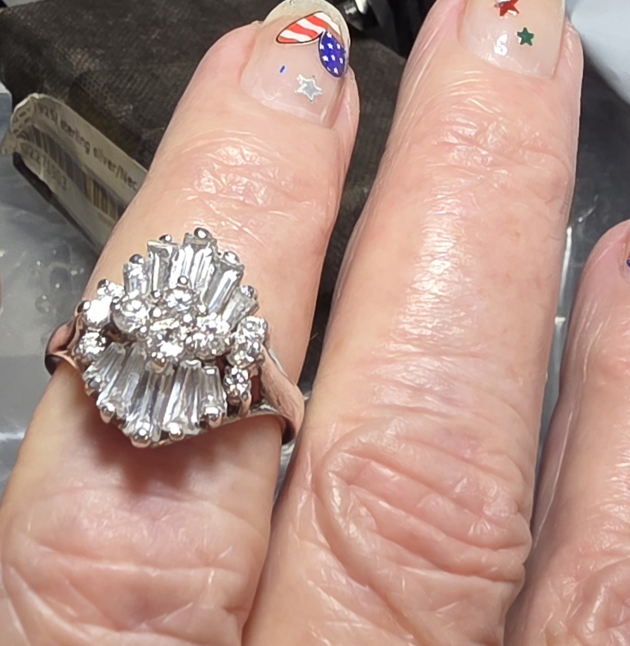 Sterling Silver CZ Cocktail Ring Size 6 3/4