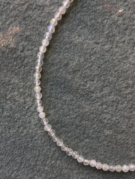 2mm White Moonstone Choker Beaded Necklace Adjustable Bracelet Reiki Women Gift