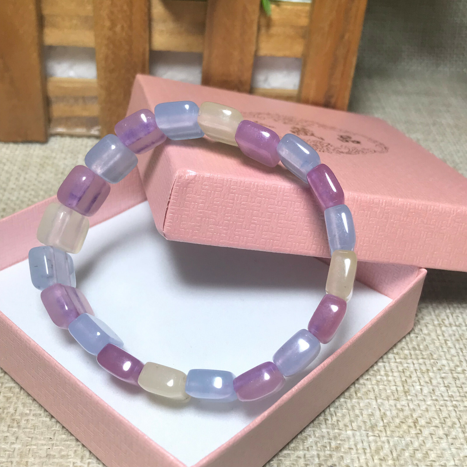 1PCS Natural Multicolor Stone Morgan Agate square Beads fit Yoga bracelet