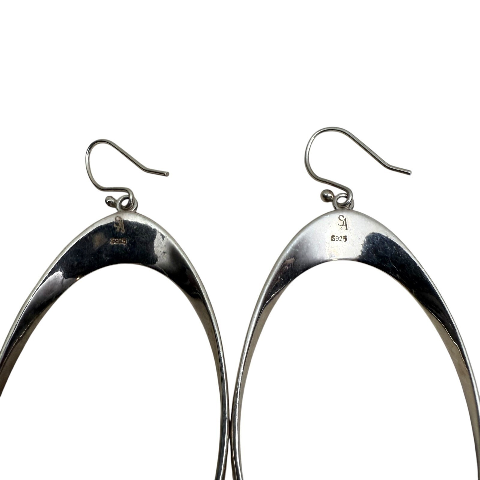 Stefani Argento SA 925 Sterling Silver Oval Hoop Earrings Dangle Drop Minimalist
