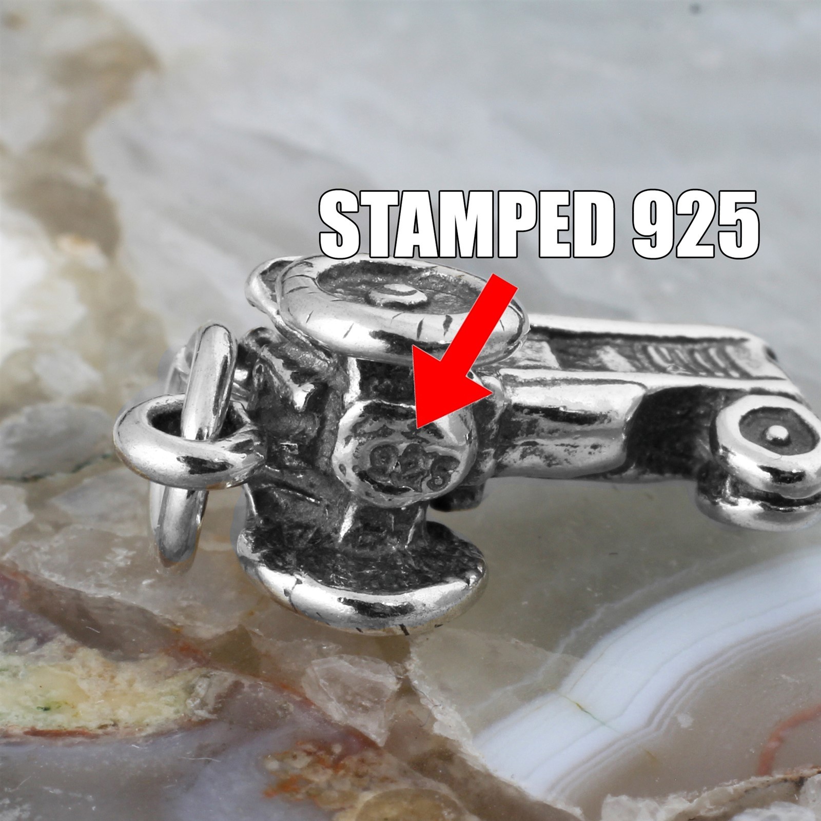 Guaranteed Genuine 925 Sterling Silver 3D Farmer Tractor Charm Pendant