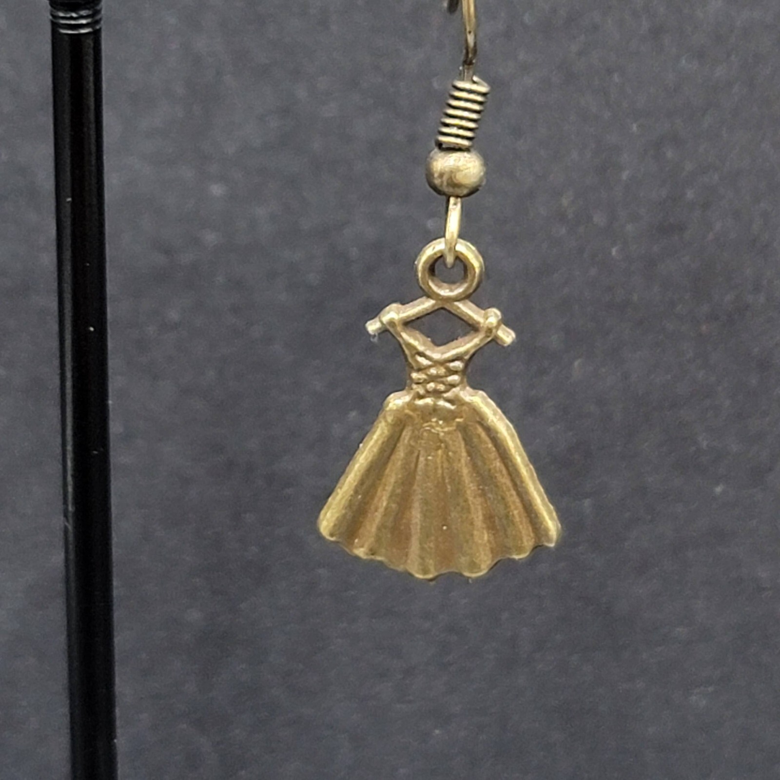 Dress Pierced Earrings Bronze tone Dangle 3/4″
