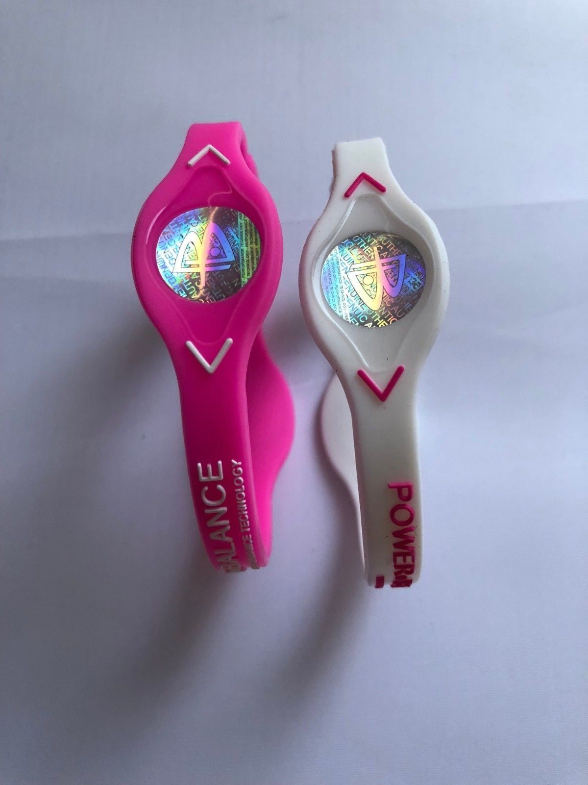 2 PCS PINK & WHITE Power Balance Energy Health Band Bracelet XS , S, M, L , XL
