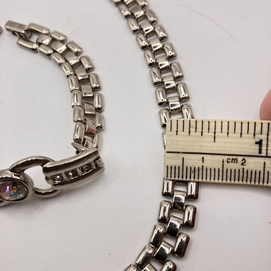 Panther link necklace 36cm bracelet 20cm set decorative silver tone metal unisex