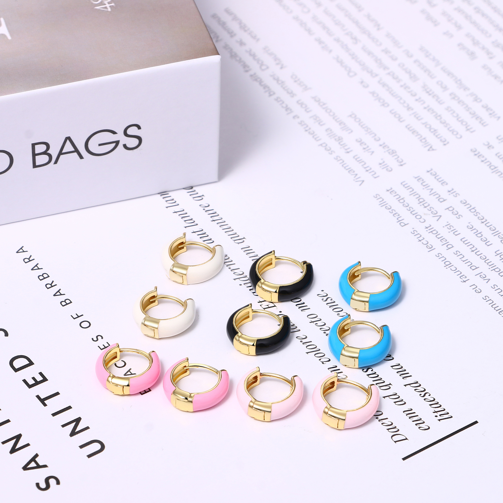 Women’s Hypoallergenic Stainless Steel Enamel Huggie Hoop Earrings s925 Pin
