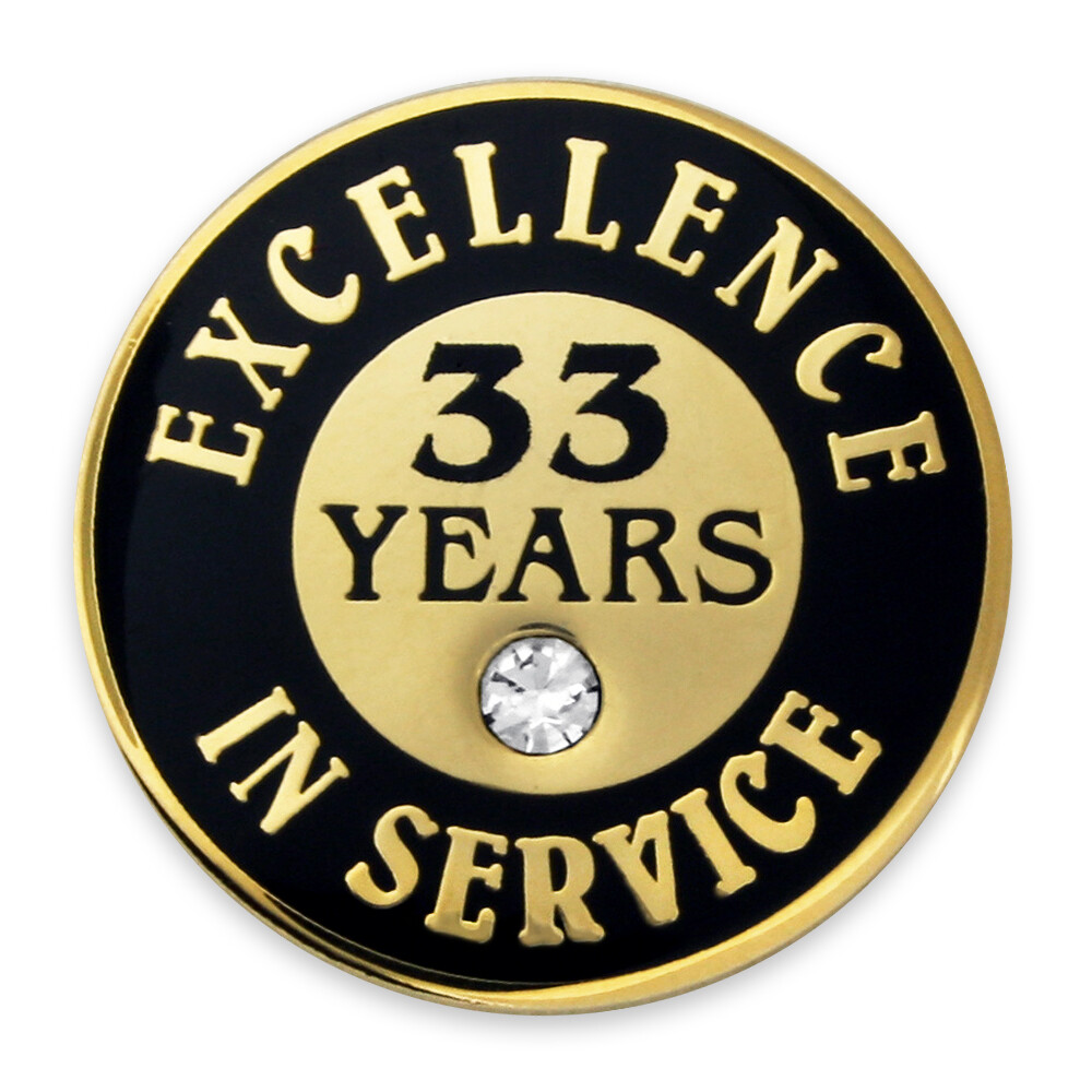 PinMart’s Gold Plated Excellence in Service 33 Year Award Lapel Pin