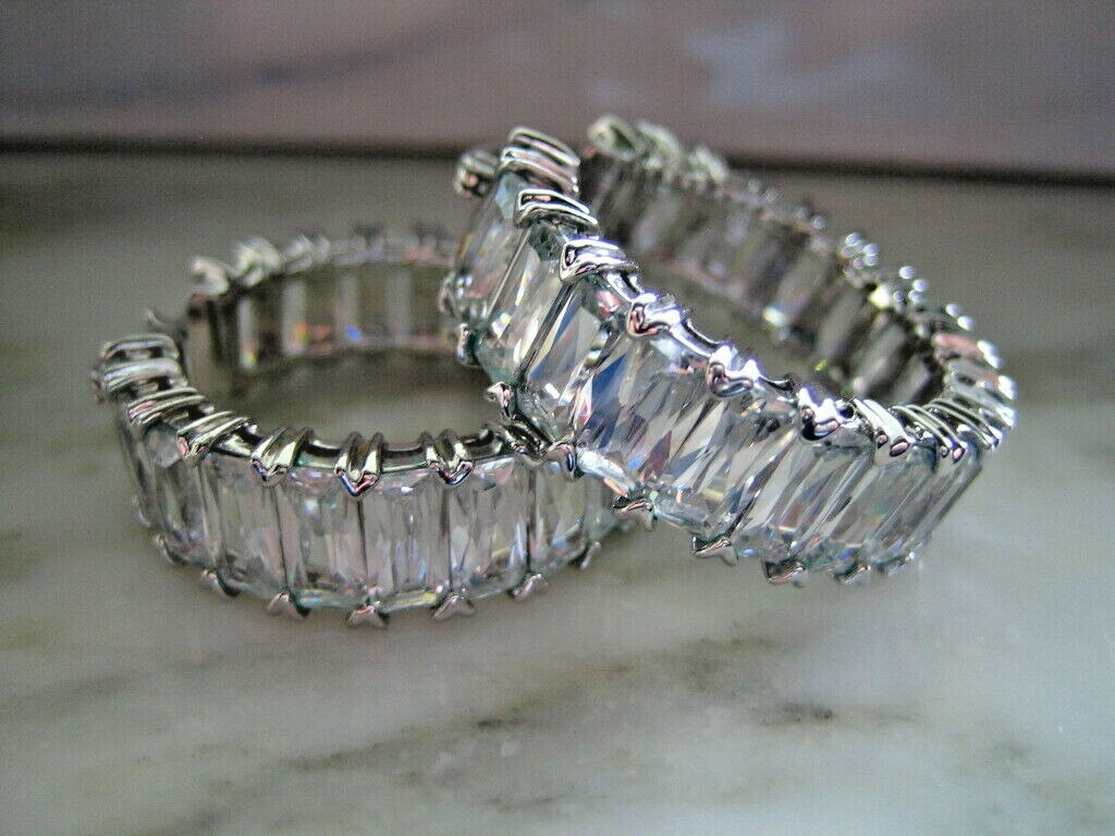 RJM SILVER TONE & CUBIC ZIRCONIA HOOP PIERCED EARRINGS