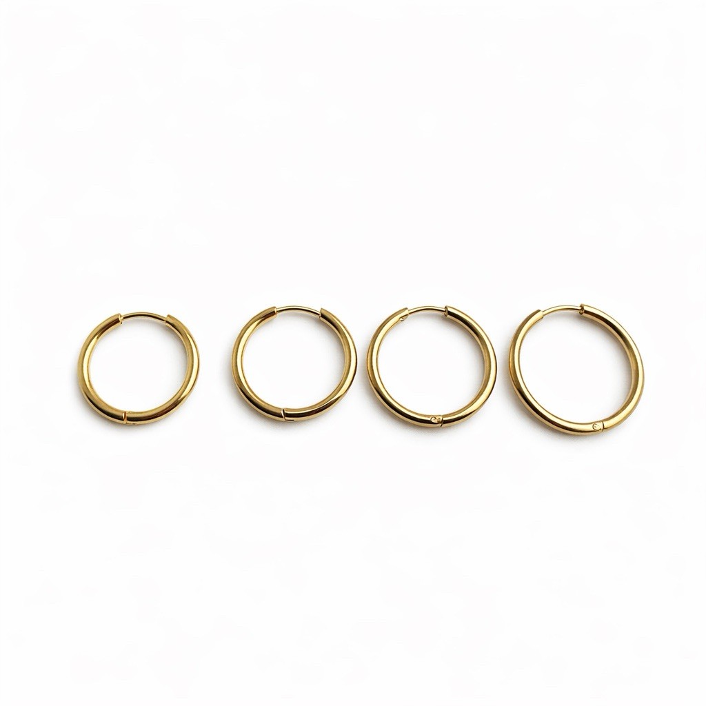 Gold Huggie Hoop Earrings Stainless Steel Hypoallergenic Clicker Sleeper Unisex