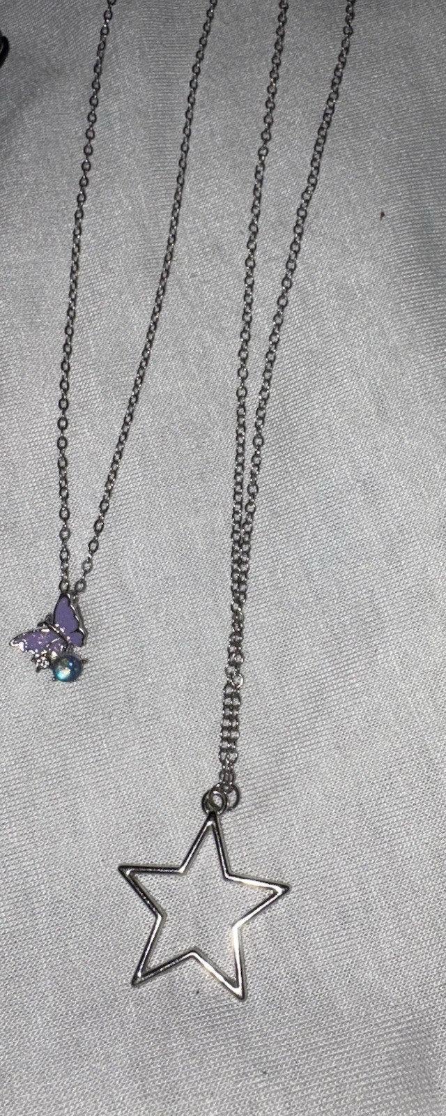 Silver Purple Black Jewelry Set Butterfly Star Necklace Earrings Bracelet Ring