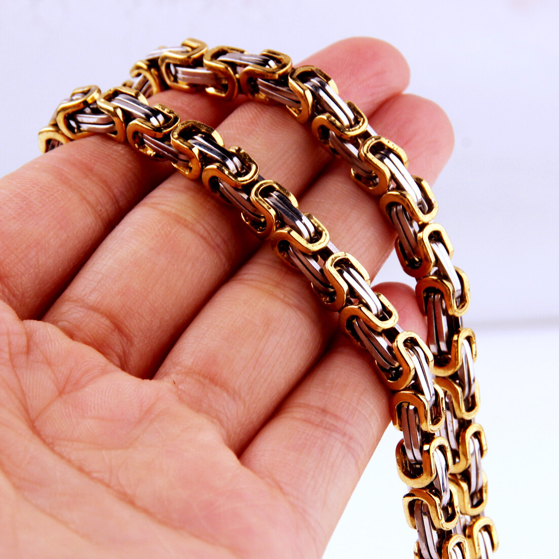 5/6/8mm Cut Byzantine Chain Stainless Steel Necklace or Bracelet for Women Men