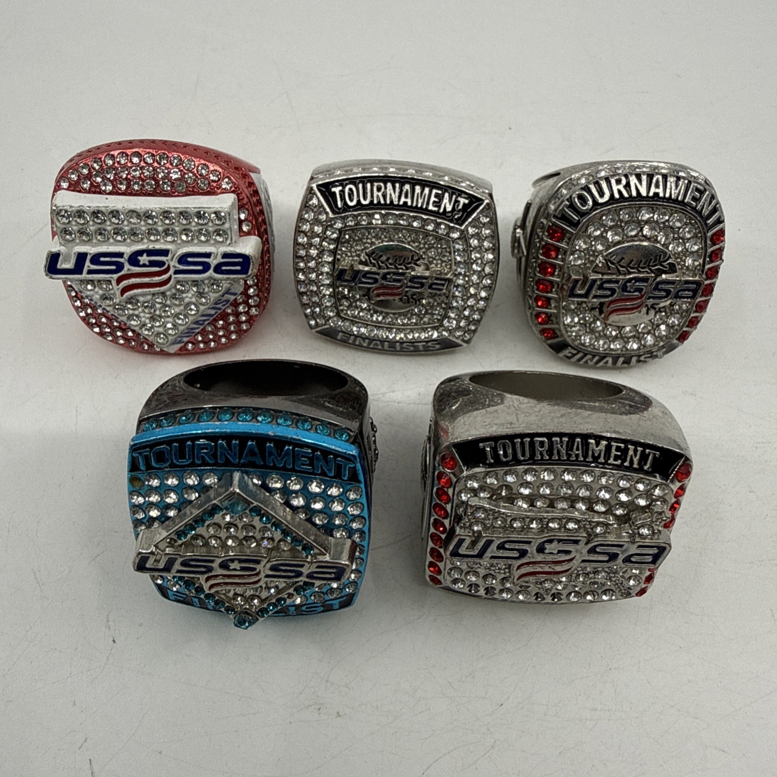 Lot Of 5 USSSA Baseball Championship Rings Multiple Sizes GREAT CONDITION