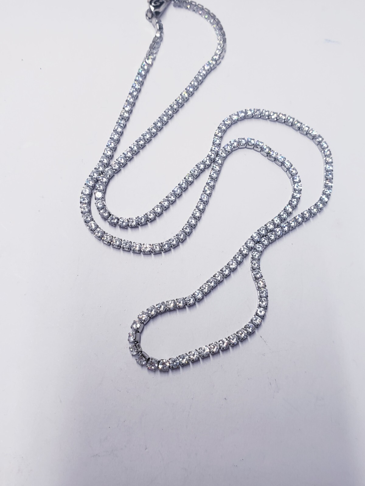 GLD SHOP Cubic Zirconia Tennis Necklace in White Gold Tone – 3mm 22″