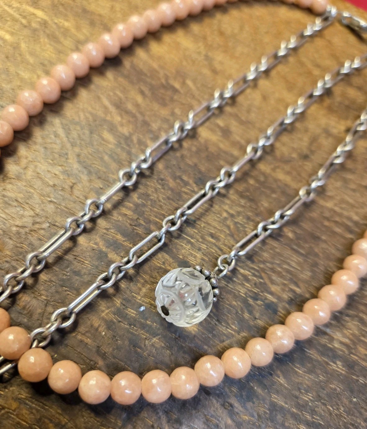 1957 Postage Stamp Pendant/Double Necklace, Vietnam, Quartz 925 Sterling Silver