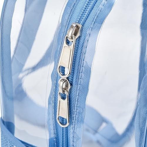 Clear Backpack for Stadium Events 12x12x6 with Front Sky Blue One Pocket
