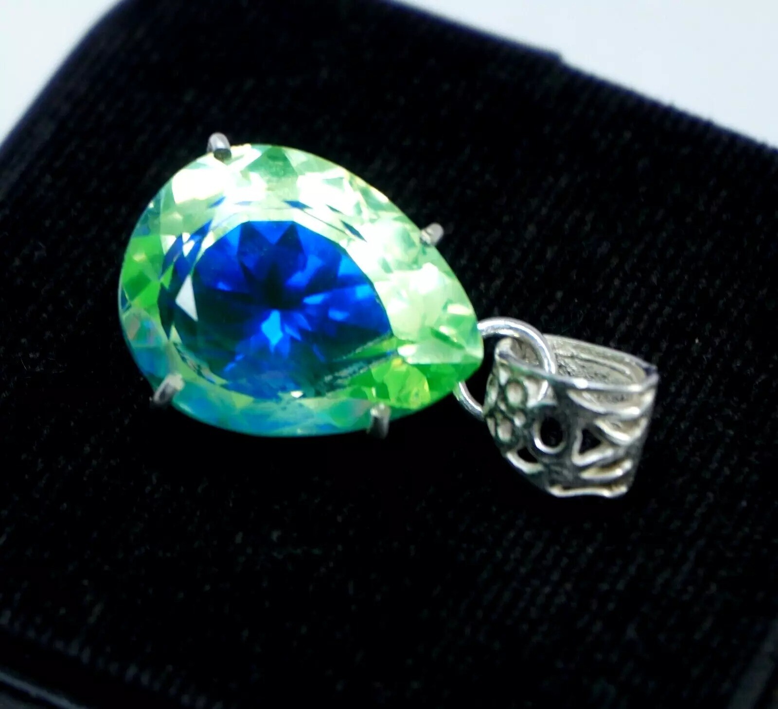 35.26 Ct Natural Bi-Color Pitambari Sapphire Pear 925 Silver Pendant Gemstone