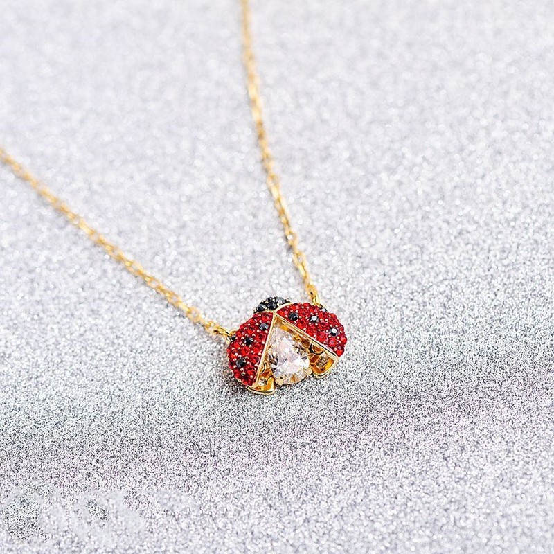 Swarovski Elements Dancing Heart Necklace Women Ladybug