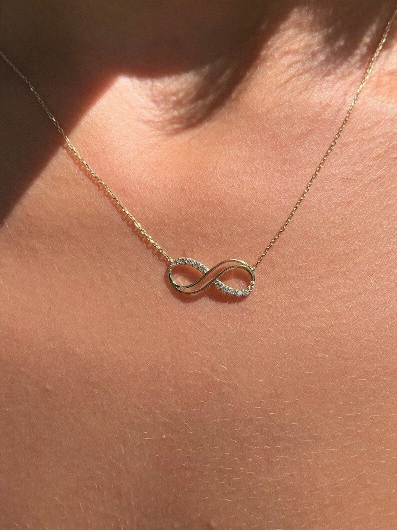 Round Cut Simulated Diamond Stunning Infinity Pendant In 14K Yellow Gold Plated