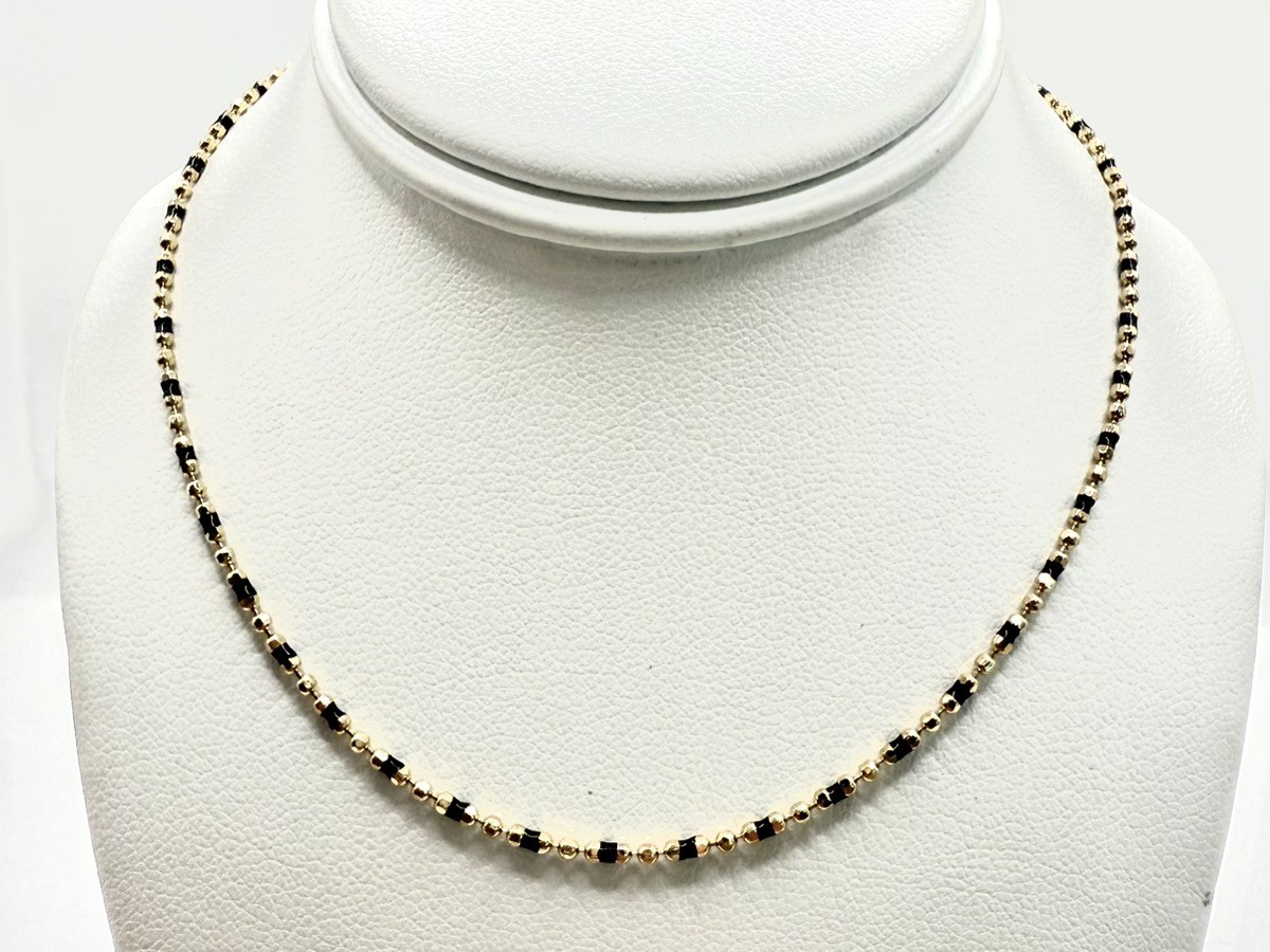 10″ 10K Yellow Gold 1.4mm Beaded Chain Anklet/ Bracelet 2g (ML1084480)