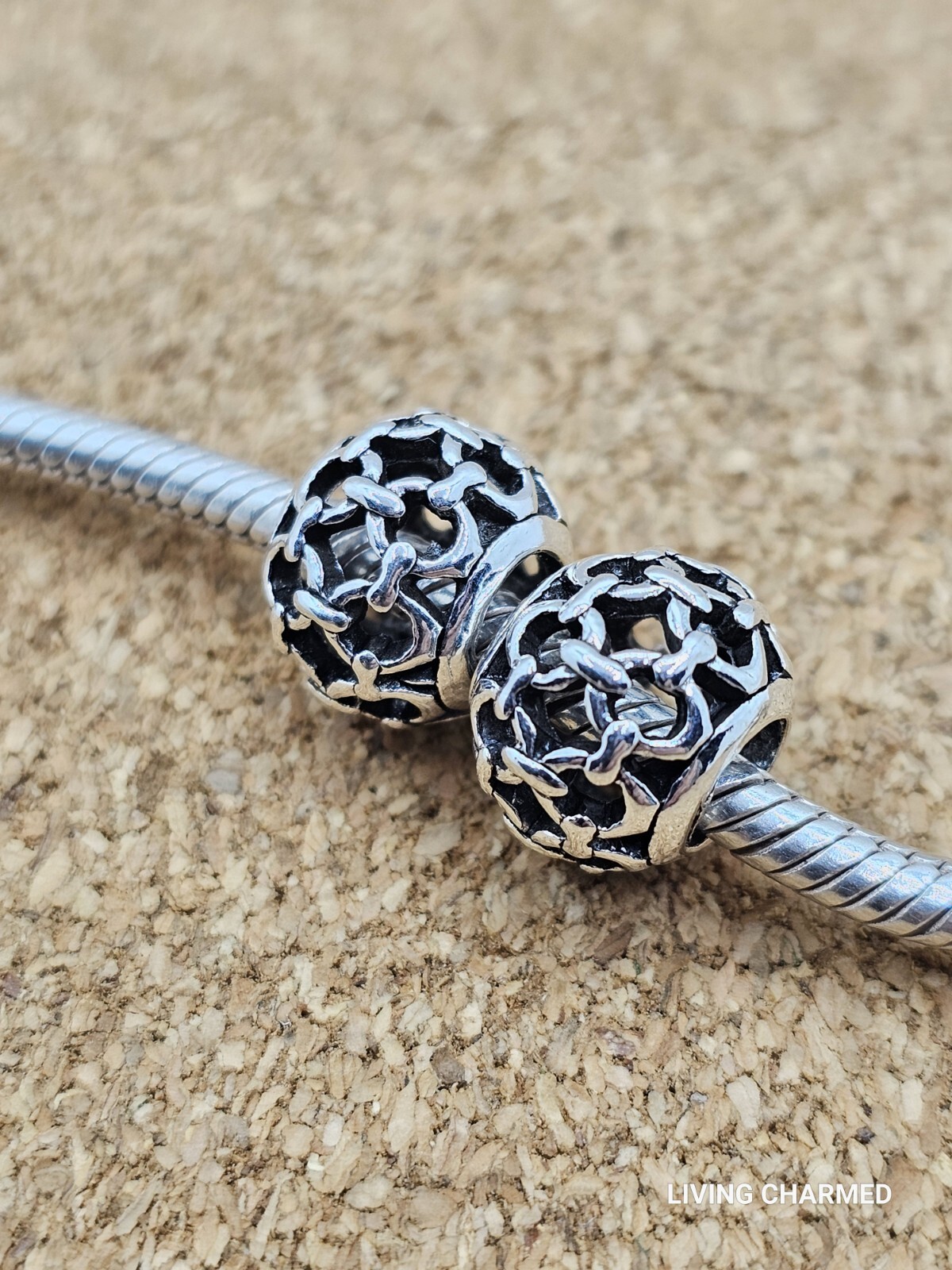 2 Authentic Chain Link Silver Spacer European Charm Beads