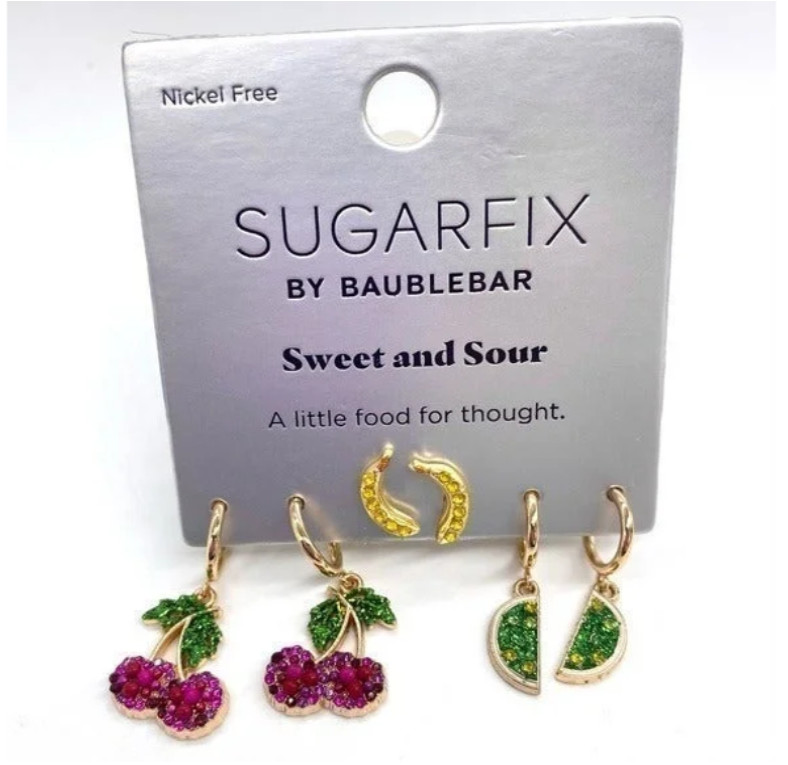 SUGARFIX by BaubleBar Sweet and Sour Fruit Drop Earring Set, 3 Pairs