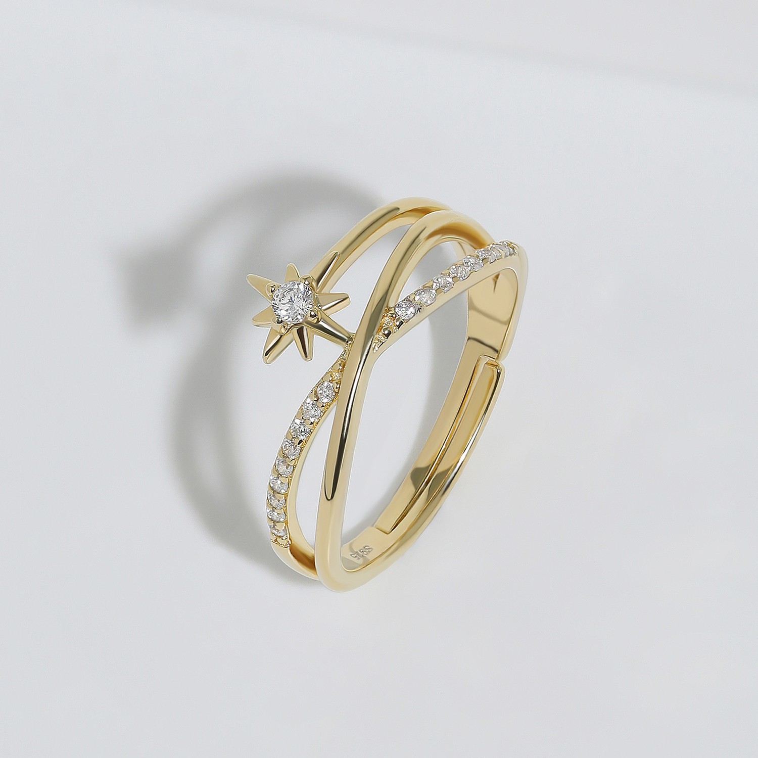 Meissa North Star Ring S925 Silver Stackable Open Band Rings Celestial Jewelry