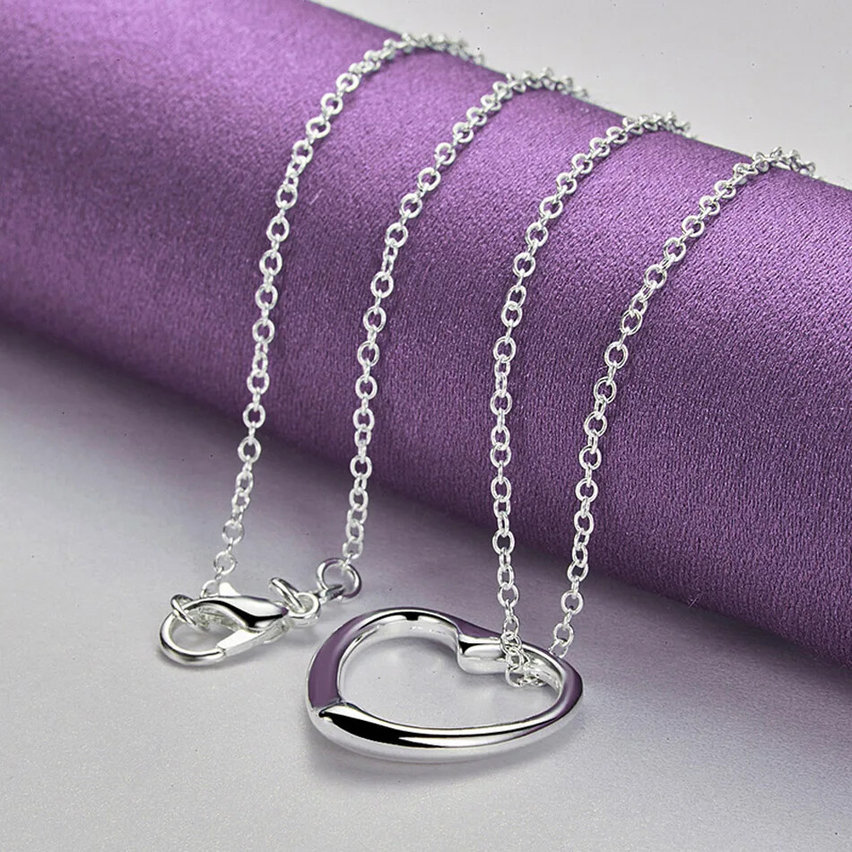 CHSHINE 925 Sterling Silver Heart Bangle Bracelet Earrings Necklace Jewelry Set