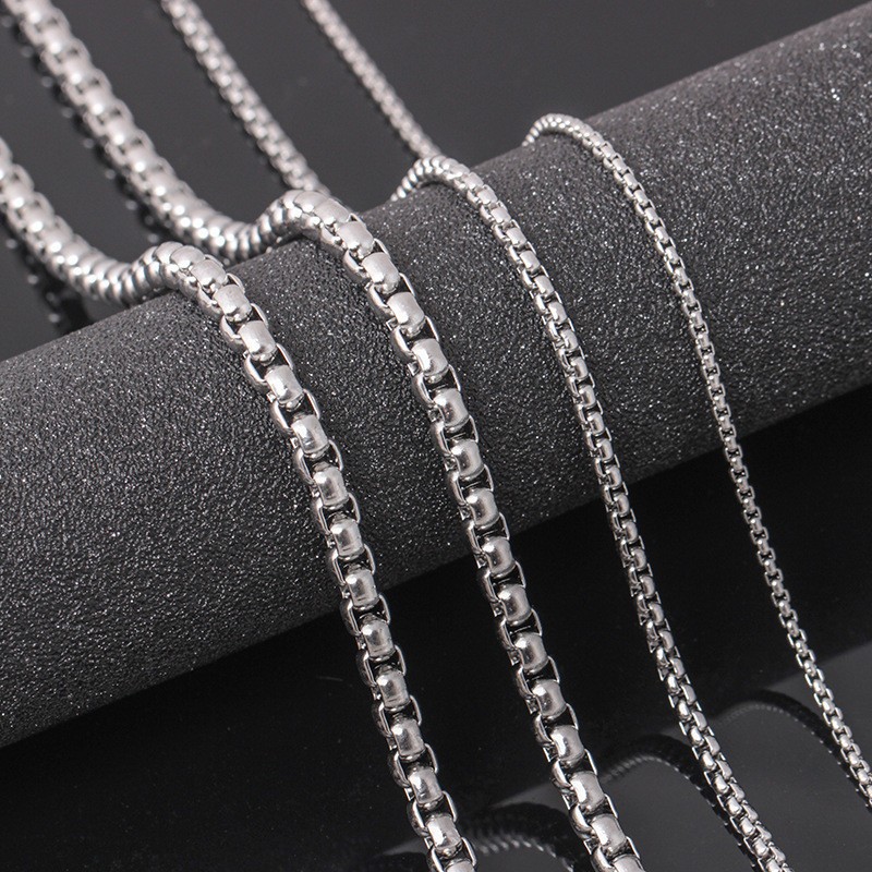 5pcs/lot Stainless Steel Square Rolo Link Chain Box Chain Necklace for Men Women