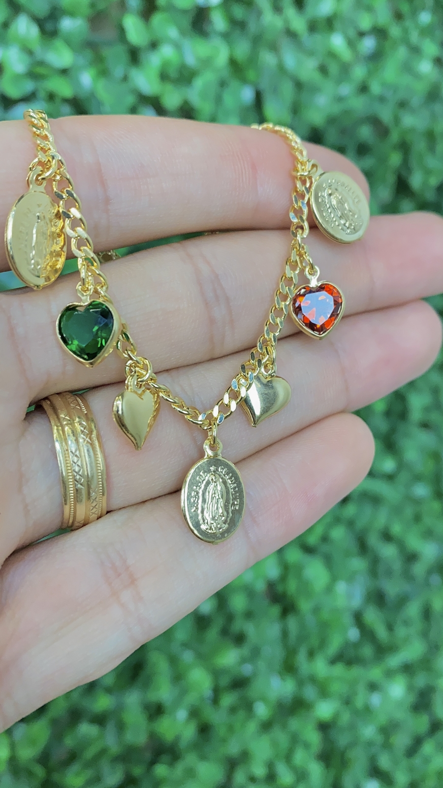 Pulsera de Corazon Virgen de Guadalupe para Mujer / Bracelet Heart CZ 7.5″ Gifts