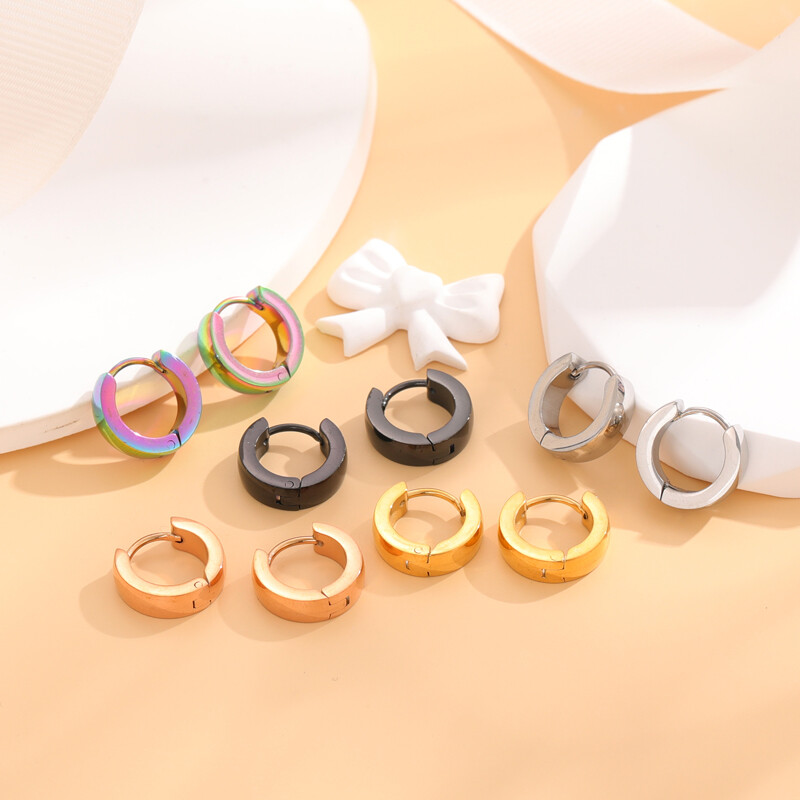 5Pairs/set Stack Hoop Nose Ear Hinged Tragus Ring Septum Clicker Surgical Steel