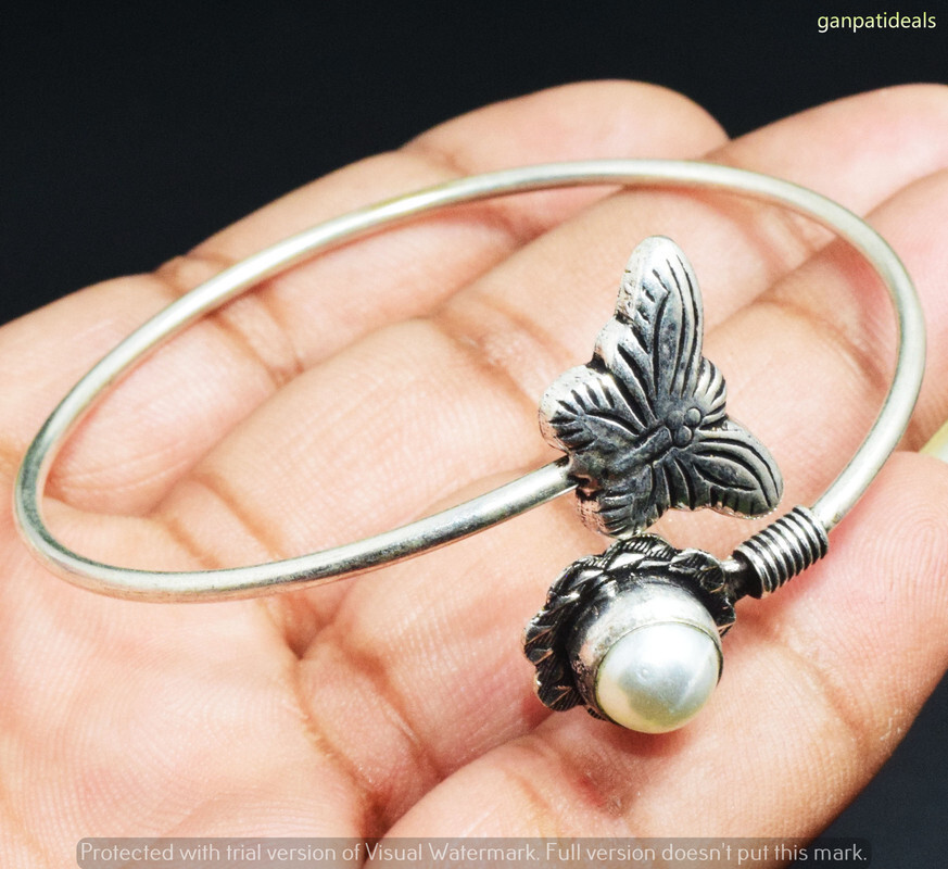 Biwa Pearl Gemstone Ethnic Handmade Adjustable Bangle Jewelry 7GM GBN-11307