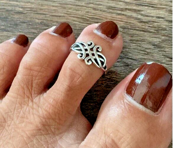 Stylish Gift For Womens Solid Metal Adjustable Toe Ring White Plated Gold Silver