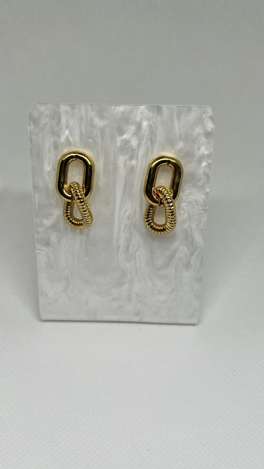 Vintage 1990’s Fashion 18K Yellow Gold Double Link Statement Earrings