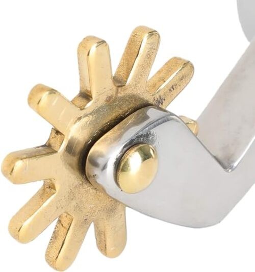 Western Spurs | Stainless Steel Spurs with Copper Rowel & Rotating Gear | 6