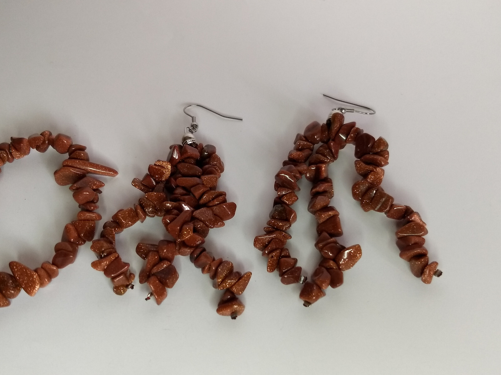 Red Orange Stone Bead Dangle Earrings Bracelet Set Western Boho Bohemian Hippie
