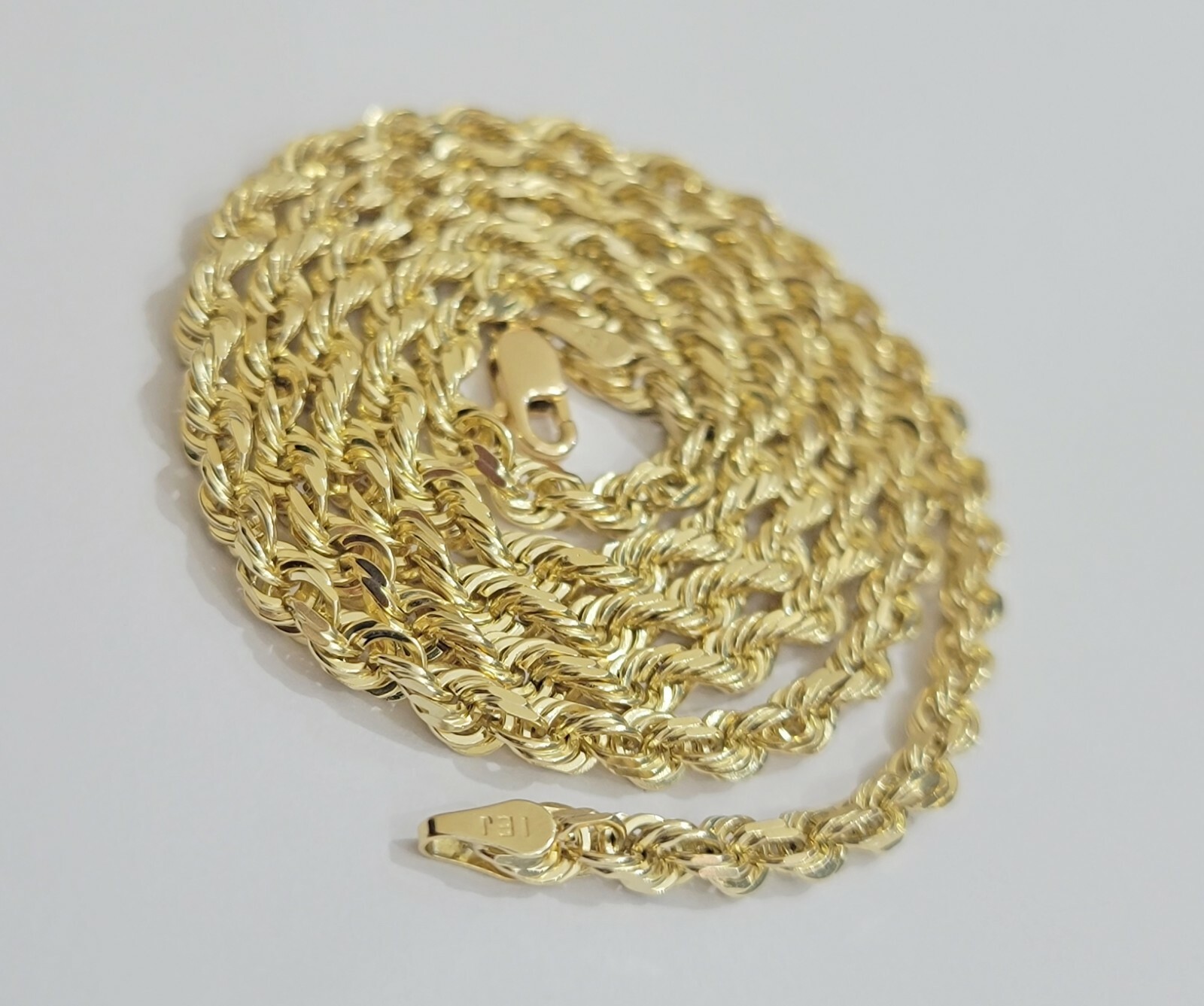 Real Solid 10k Gold Rope Chain Necklace 4mm-10mm Diamond Cut 18″-30″ For Pendant
