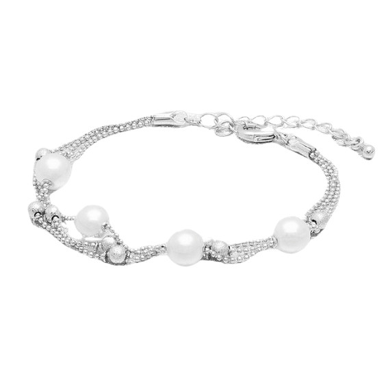 Triple Row Pearl Ball Bracelets Sterling Silver NEW LOWEST PRICE