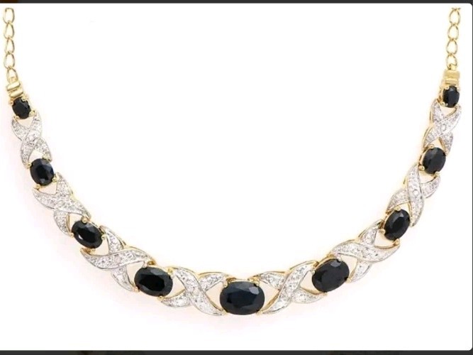 New 6.25 Ctw Natural Sapphire & Diamond Designer Necklace