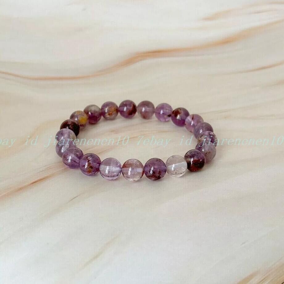 Natural 8mm Super Seven Stone Bracelet Super 7 Gemstone Stretch Bracelet Elastic