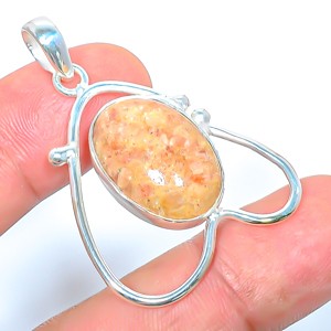Natural Picture Jasper – Oregon Gemstone 925 Silver Plated Pendant 1.76″ P52-6