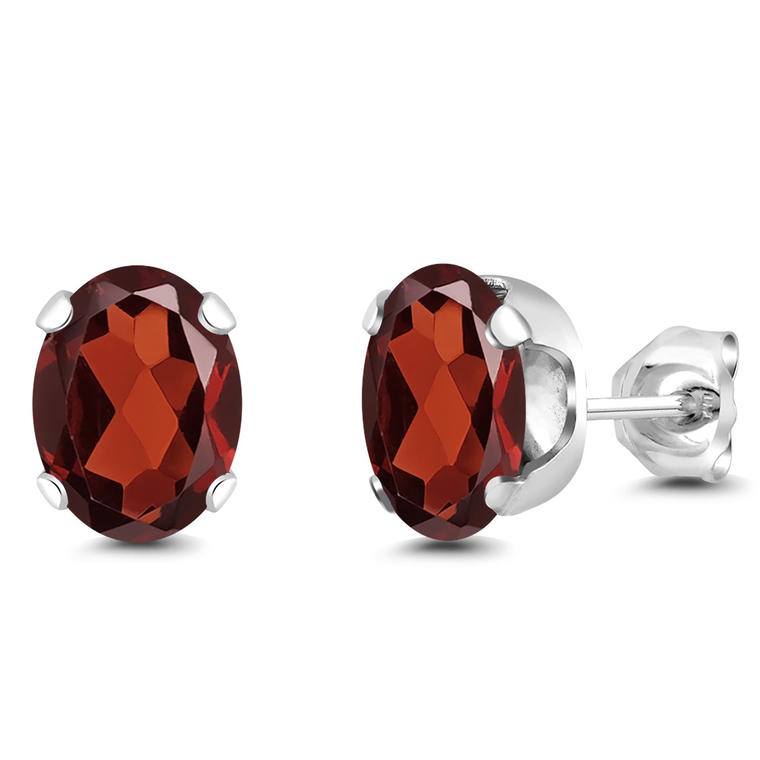 3.00 Ct Oval 8x6mm Red Garnet 925 Sterling Silver Stud Earrings